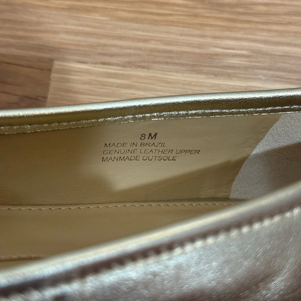 NWOB Talbots Blair Cap Toe Gold Ballet Flats, Size 8M - Picture 4 of 5
